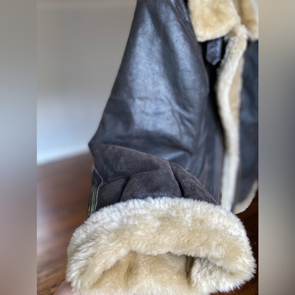 VTG Style B3 Aviator Bomber Military  Airforce Flying Biker 80s 90s Leather Coat - Picture 9 of 15